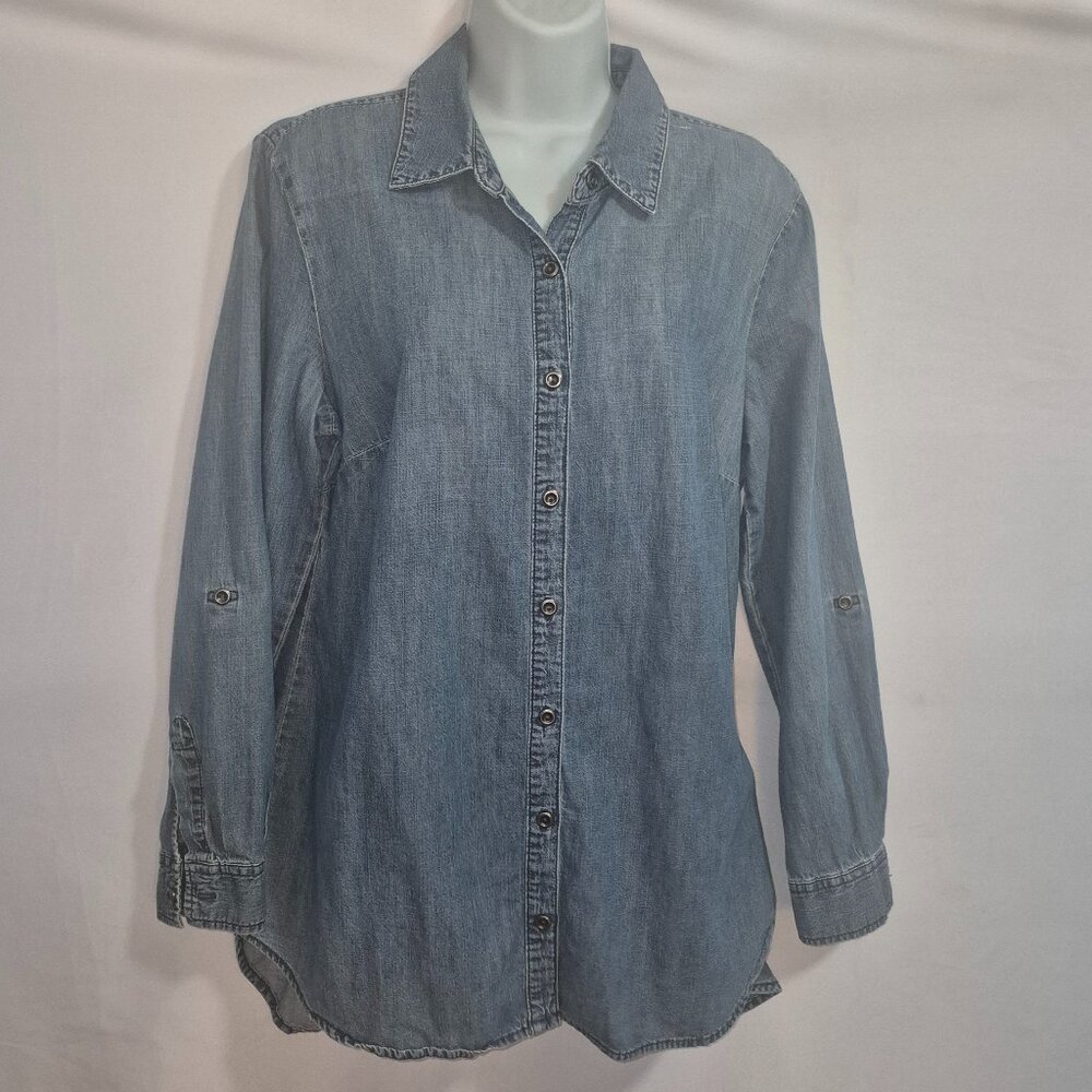 STYLE & CO. stylish Denim button down top, 100% Cotton, 12/Medium